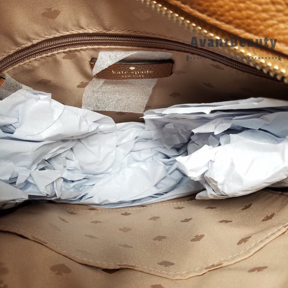 kate Spade New York Leila Top Zipper Crossbody Ginger Brown Large Front Zip Pock - Picture 2 of 10